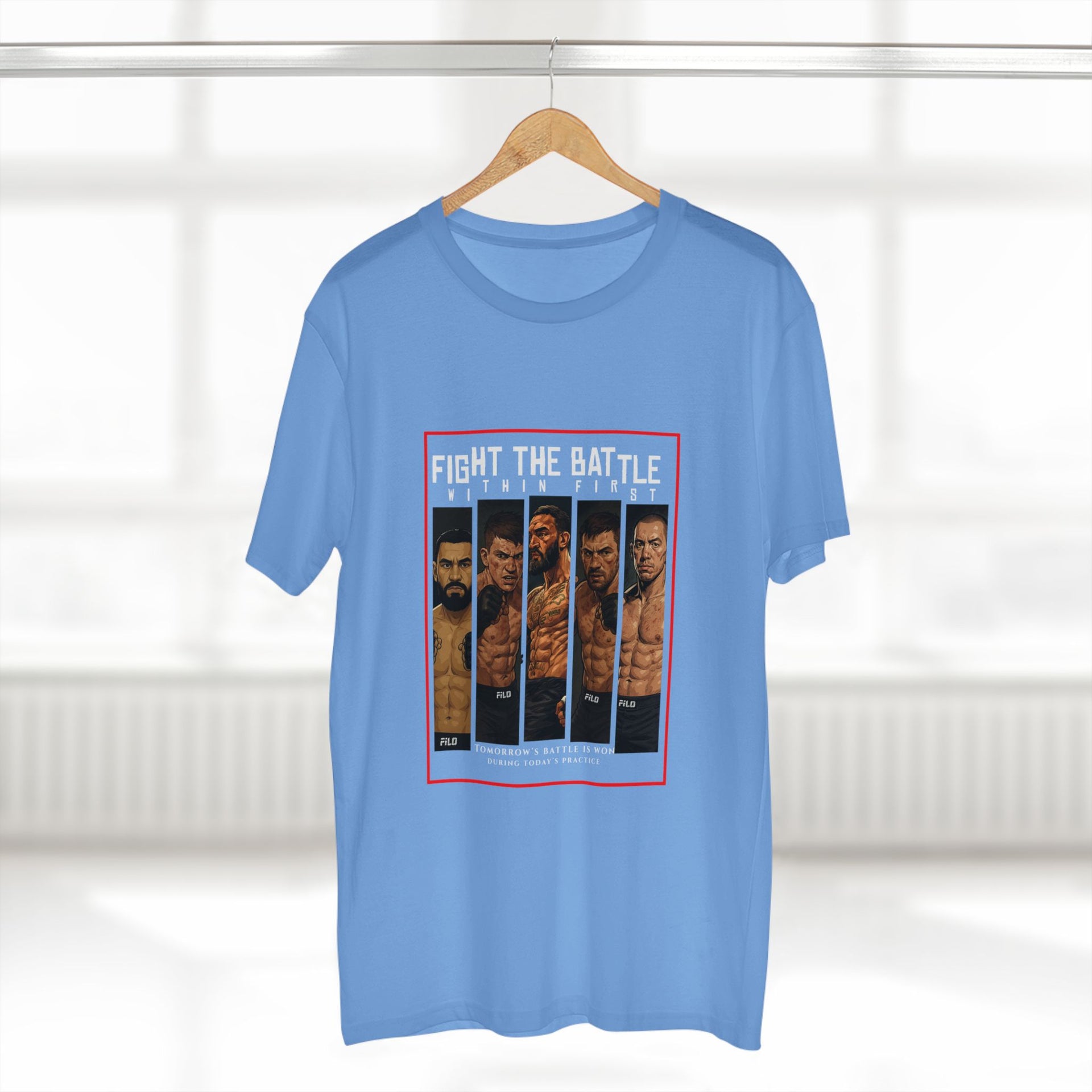 Fight the Battle Men’s Tee — ‘Fight The Battle’ MMA Fighter Poster T‑Shirt