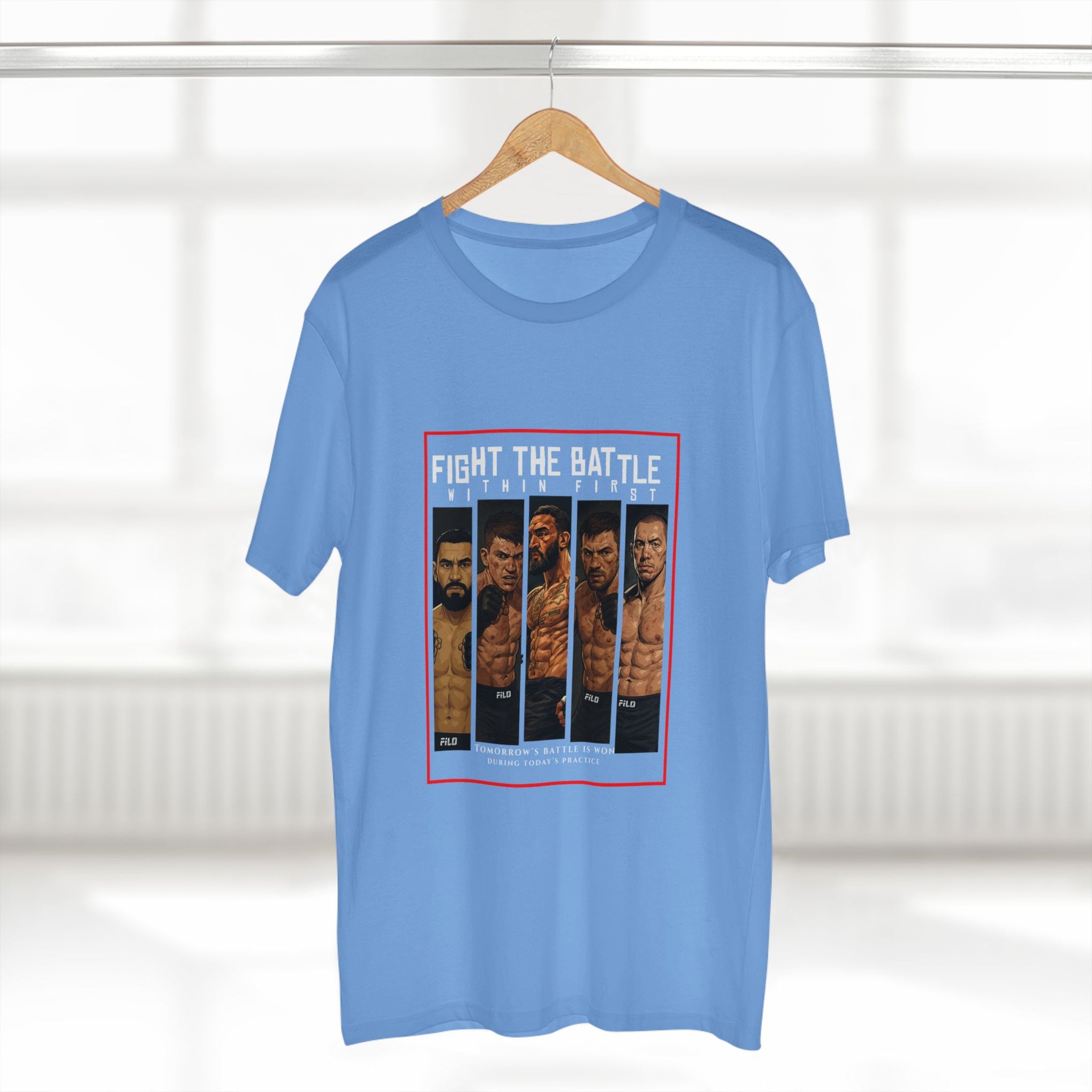 Fight the Battle Men’s Tee — ‘Fight The Battle’ MMA Fighter Poster T‑Shirt
