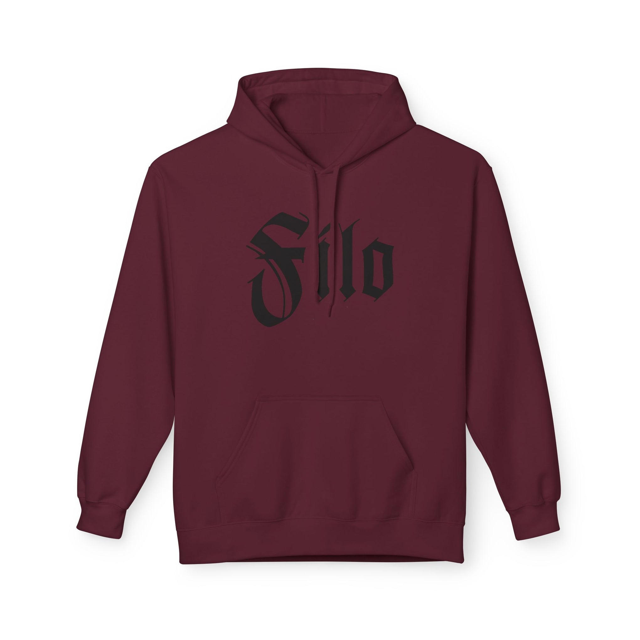 Filo Gothic Script Hoodie – Vintage Blackletter Logo Pullover
