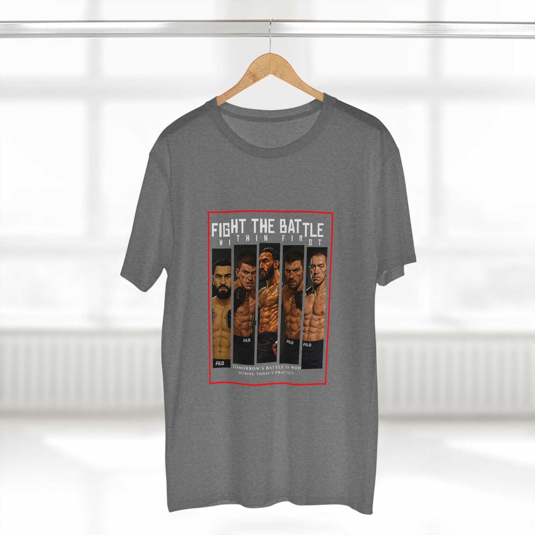 Fight the Battle Men’s Tee — ‘Fight The Battle’ MMA Fighter Poster T‑Shirt