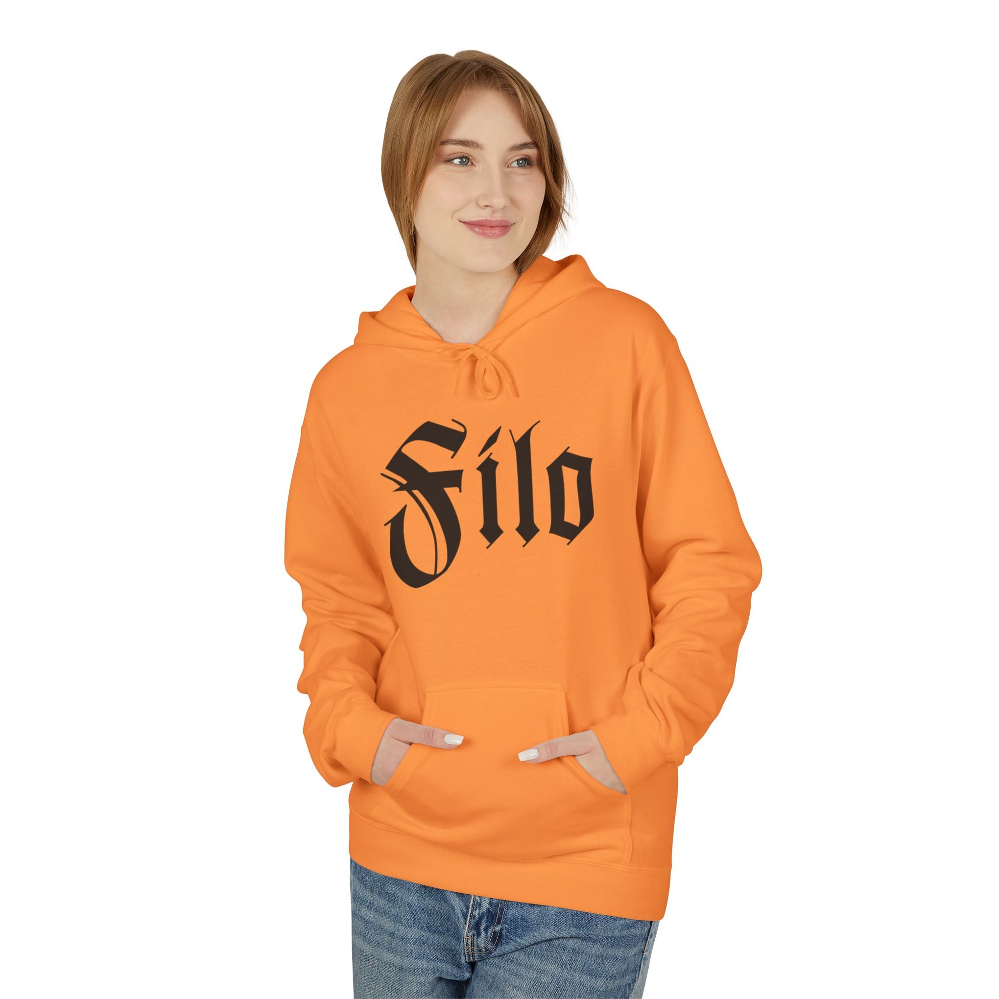 Filo Gothic Script Hoodie – Vintage Blackletter Logo Pullover