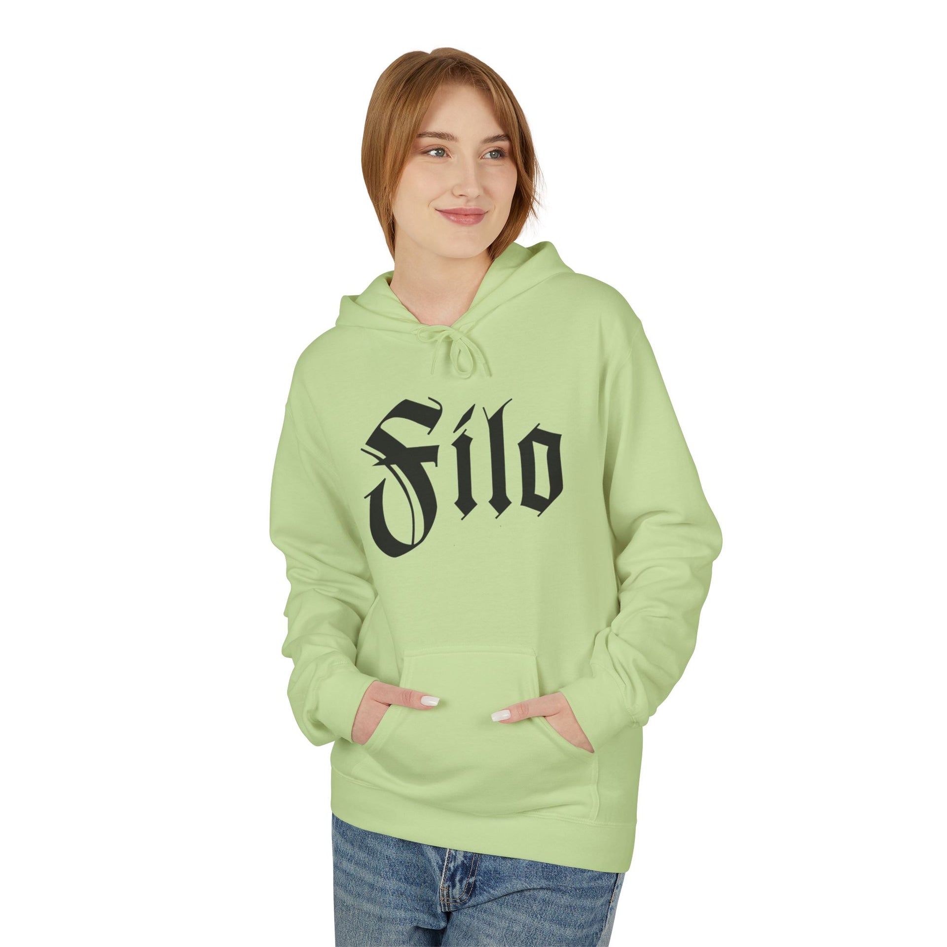 Filo Gothic Script Hoodie – Vintage Blackletter Logo Pullover