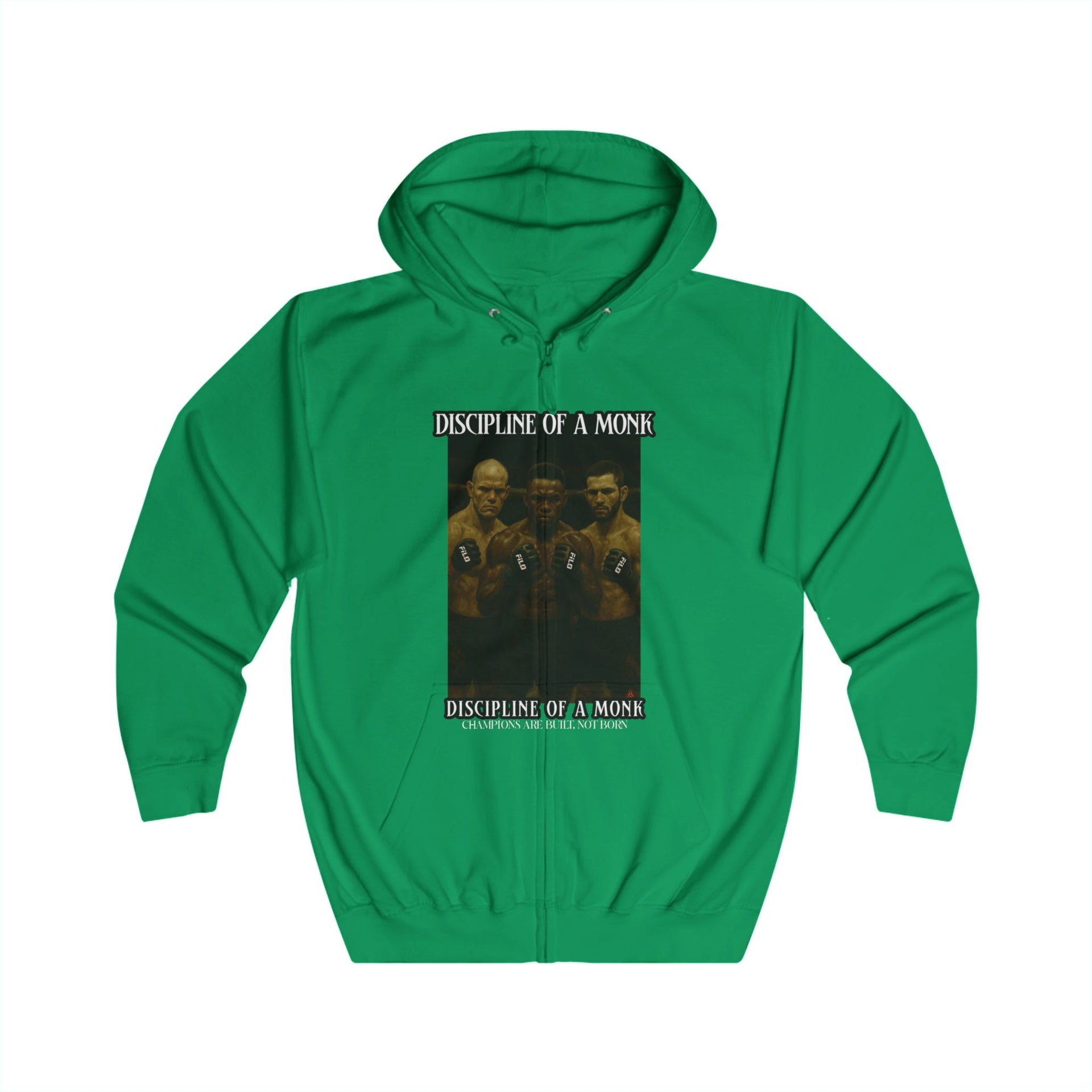 Discipline & A Mind Zip Hoodie — Vintage Boxing Motivational Graphic