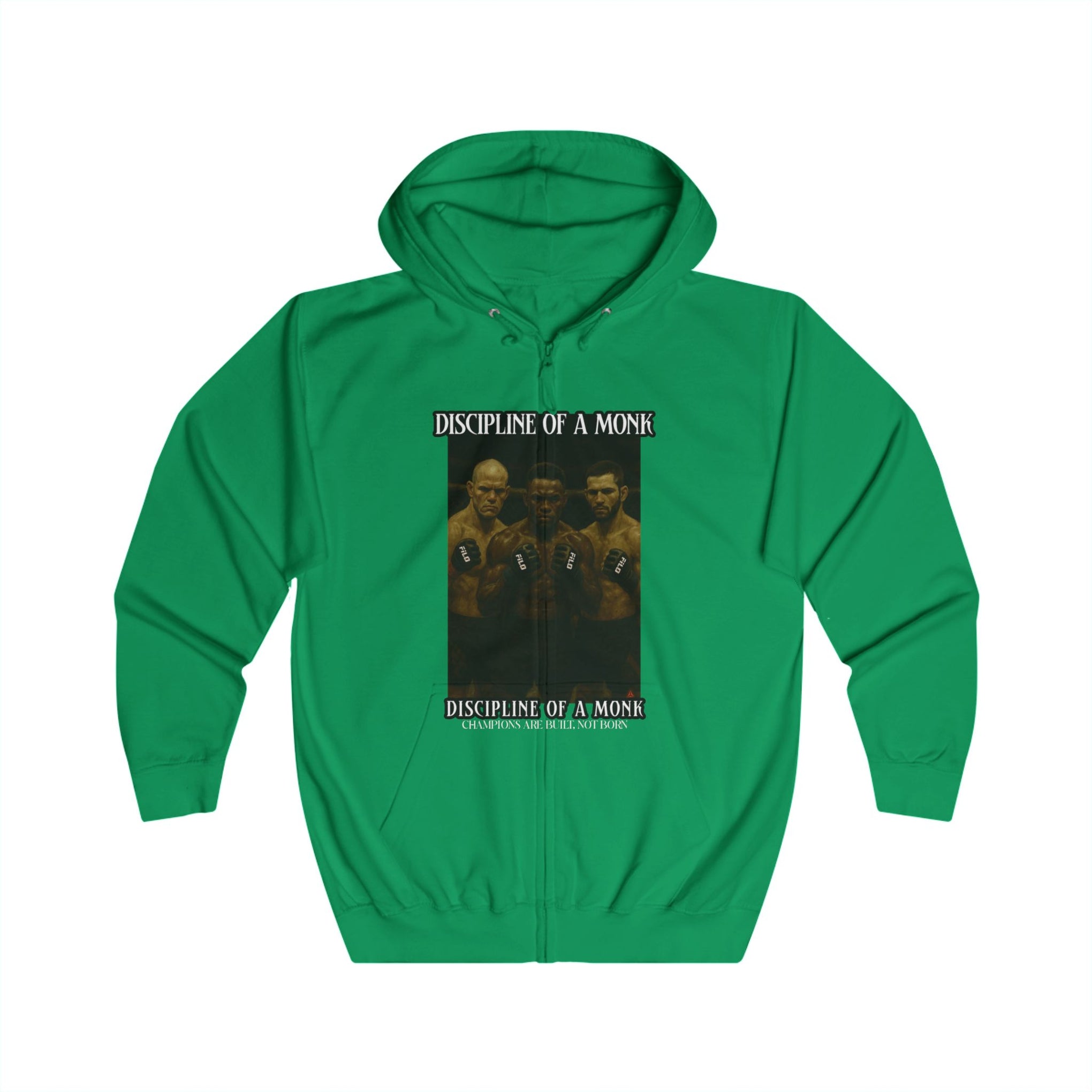 Discipline & A Mind Zip Hoodie — Vintage Boxing Motivational Graphic