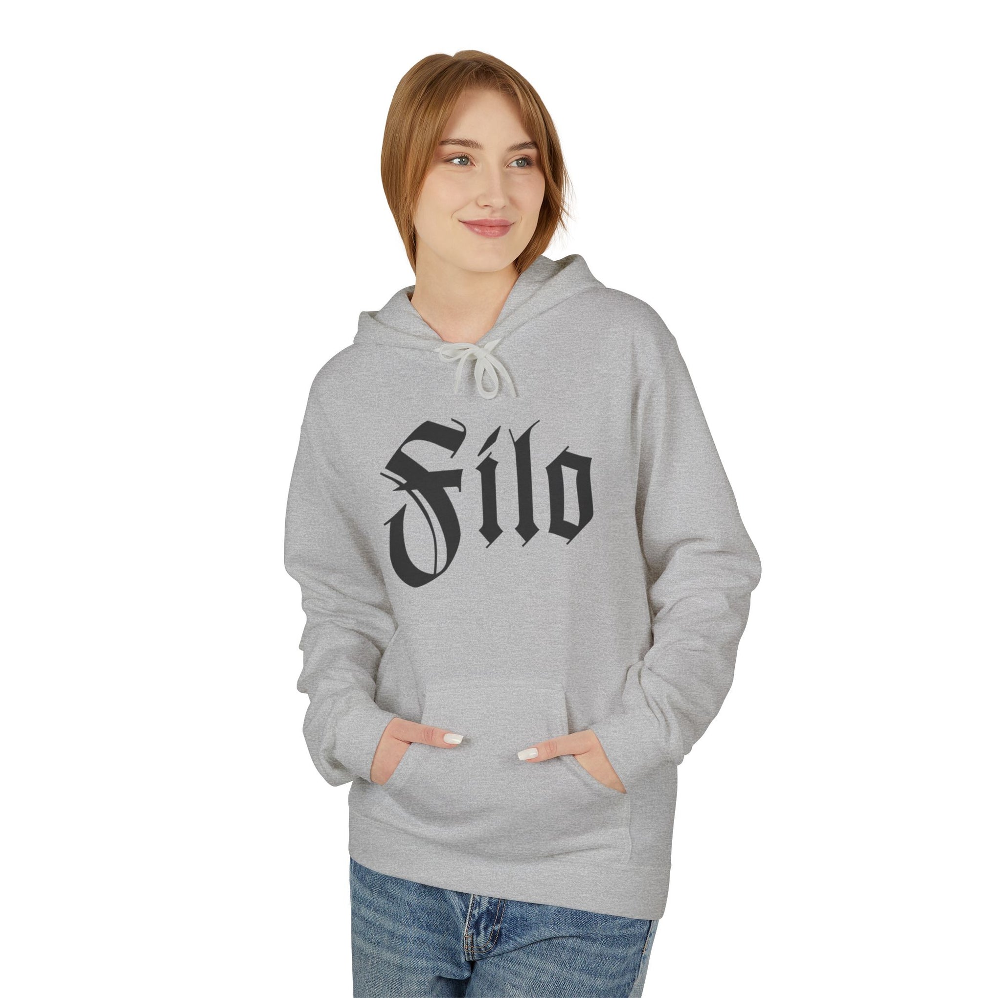 Filo Gothic Script Hoodie – Vintage Blackletter Logo Pullover