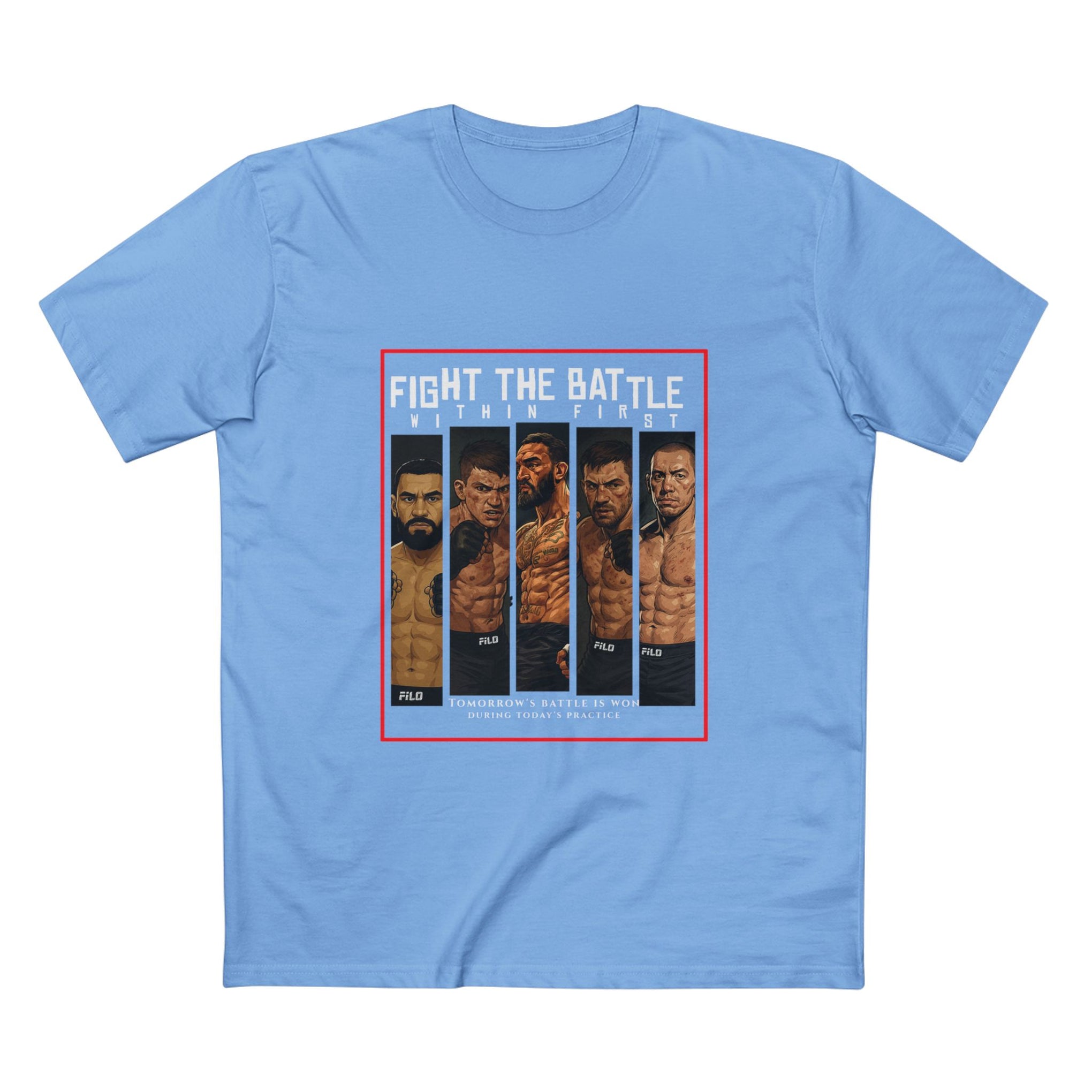 Fight the Battle Men’s Tee — ‘Fight The Battle’ MMA Fighter Poster T‑Shirt