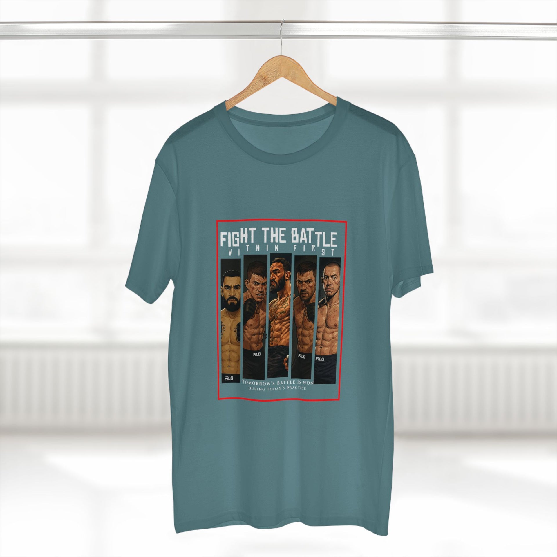 Fight the Battle Men’s Tee — ‘Fight The Battle’ MMA Fighter Poster T‑Shirt