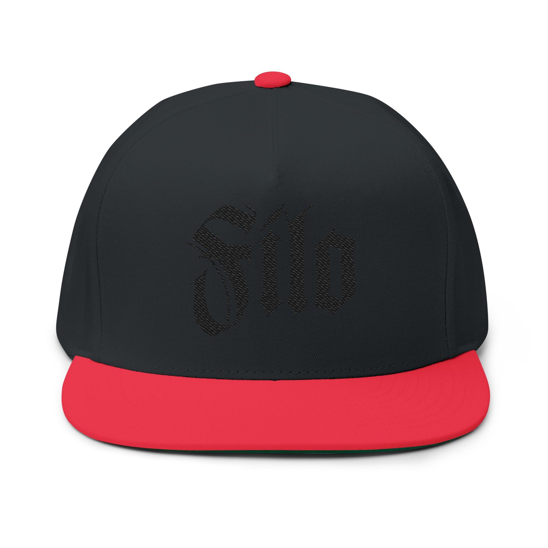 Embroidered Flat Bill Cap — Gothic 'Filo' Logo Snapback