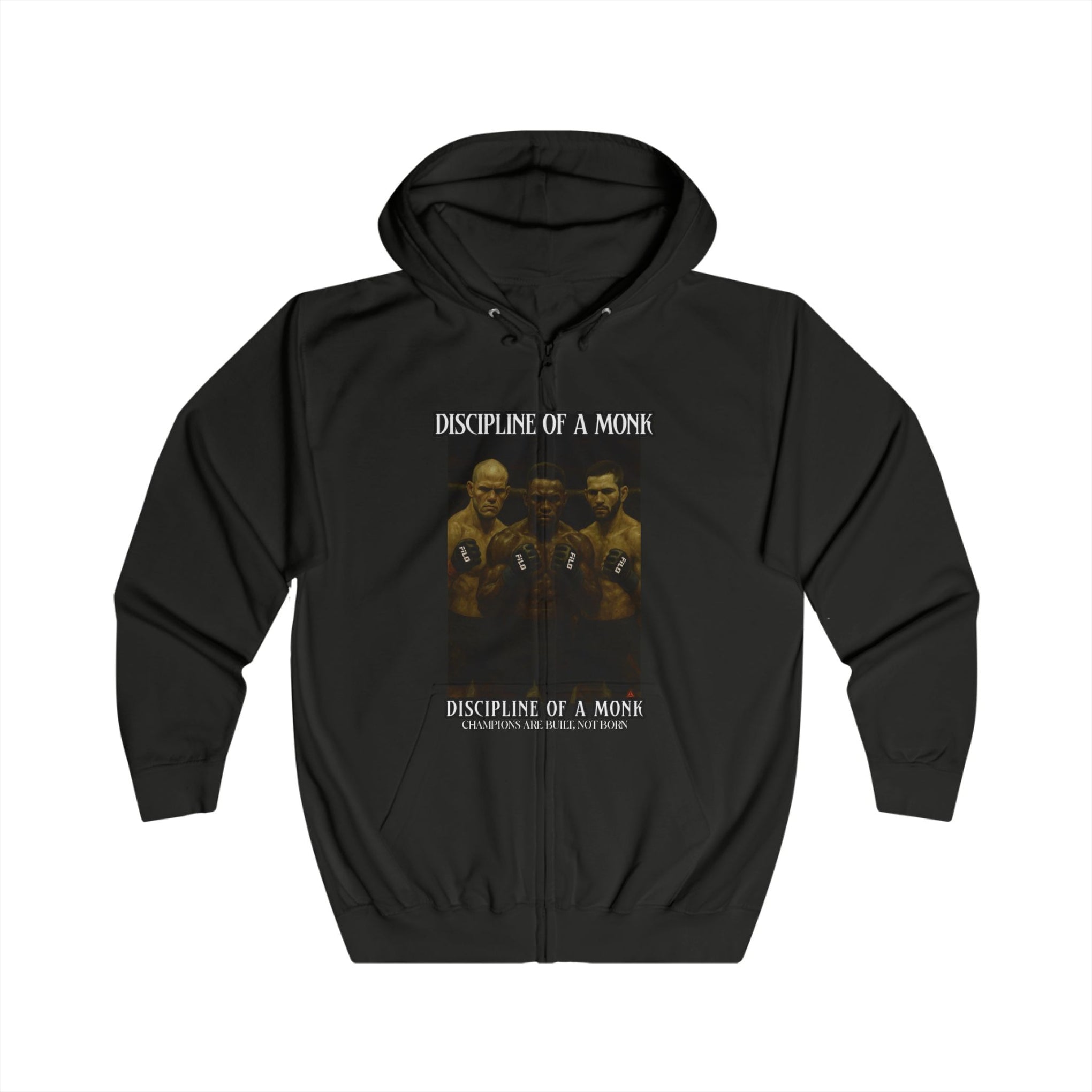 Discipline & A Mind Zip Hoodie — Vintage Boxing Motivational Graphic
