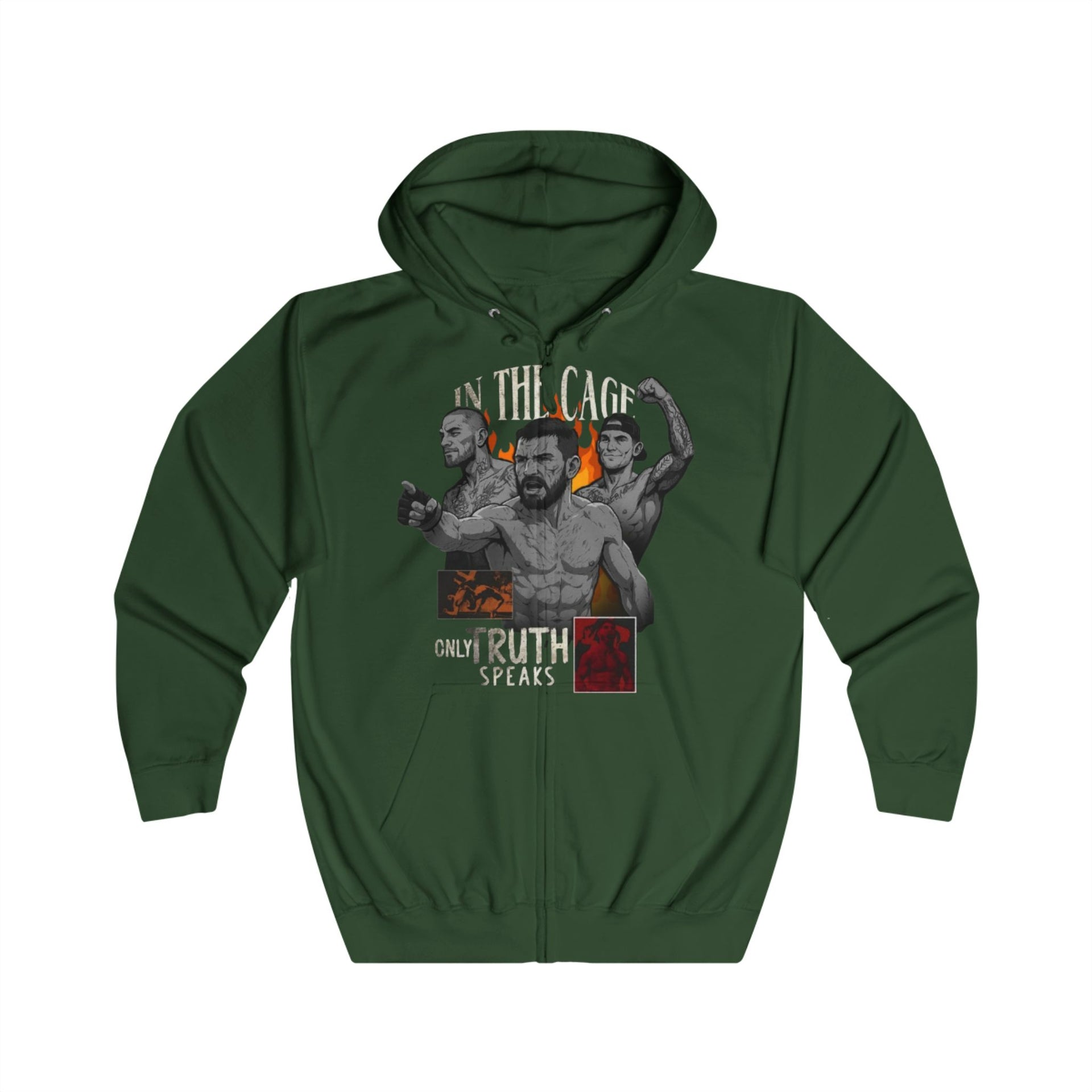 Zip Hoodie — Vintage Muscle Collage Graphic