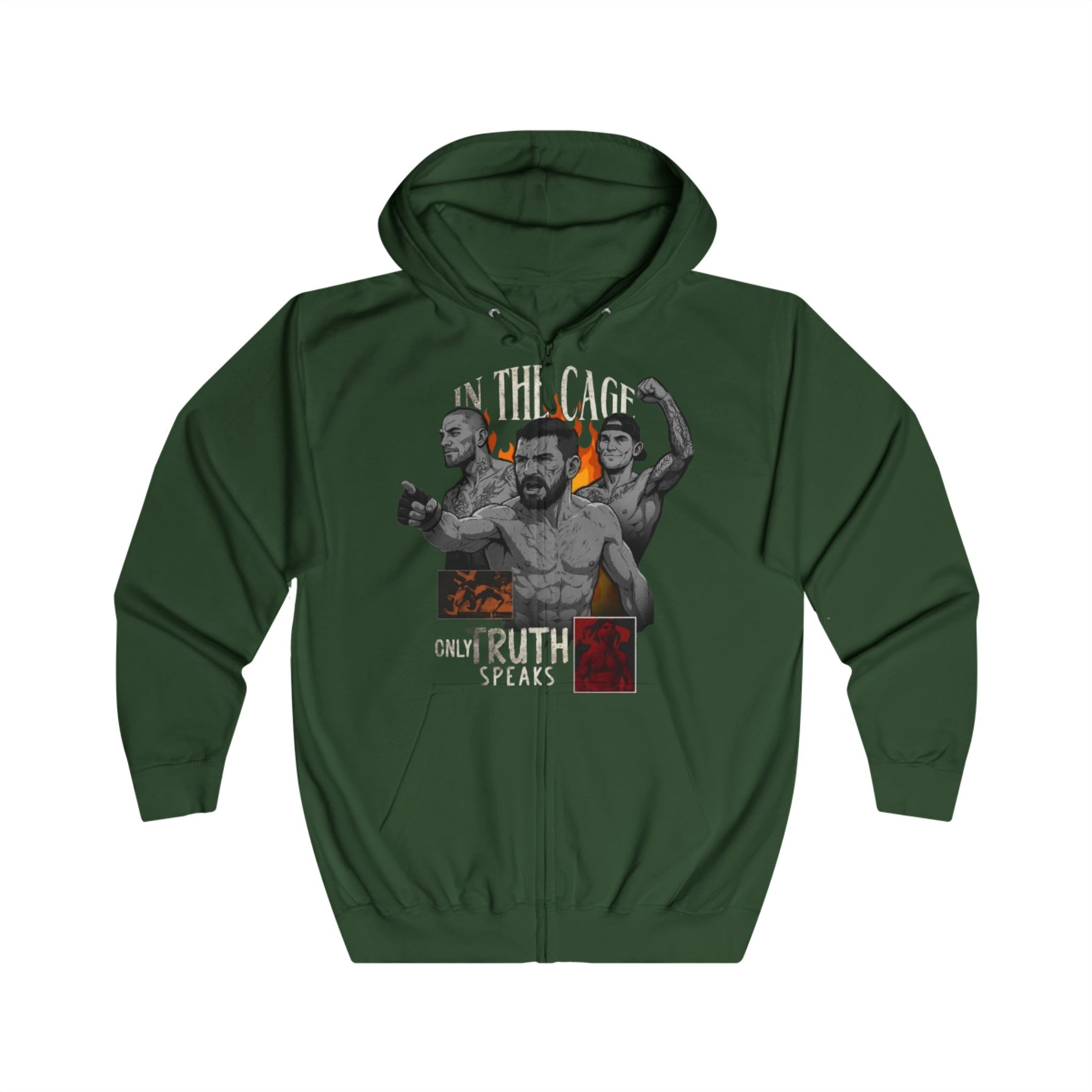 Zip Hoodie — Vintage Muscle Collage Graphic