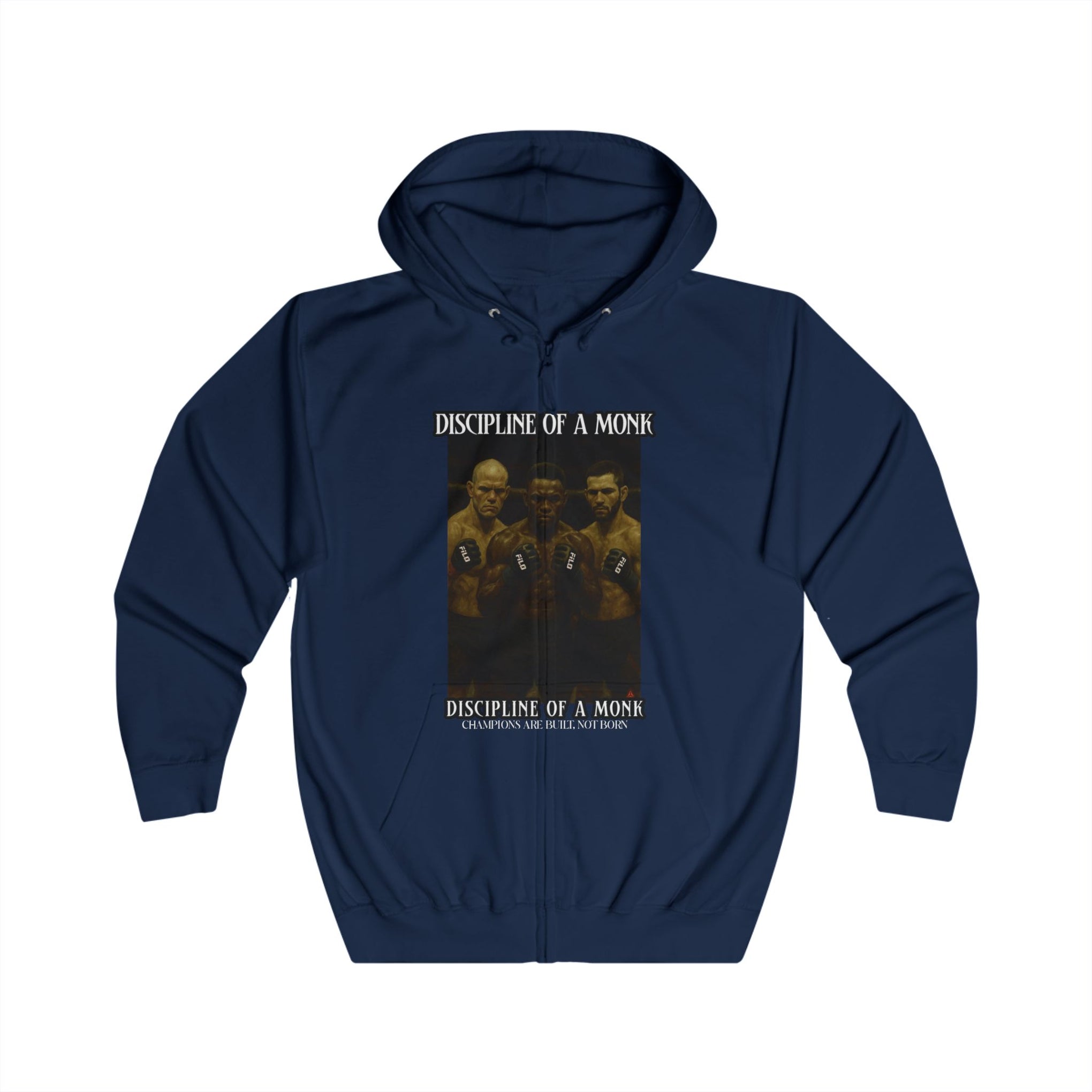 Discipline & A Mind Zip Hoodie — Vintage Boxing Motivational Graphic