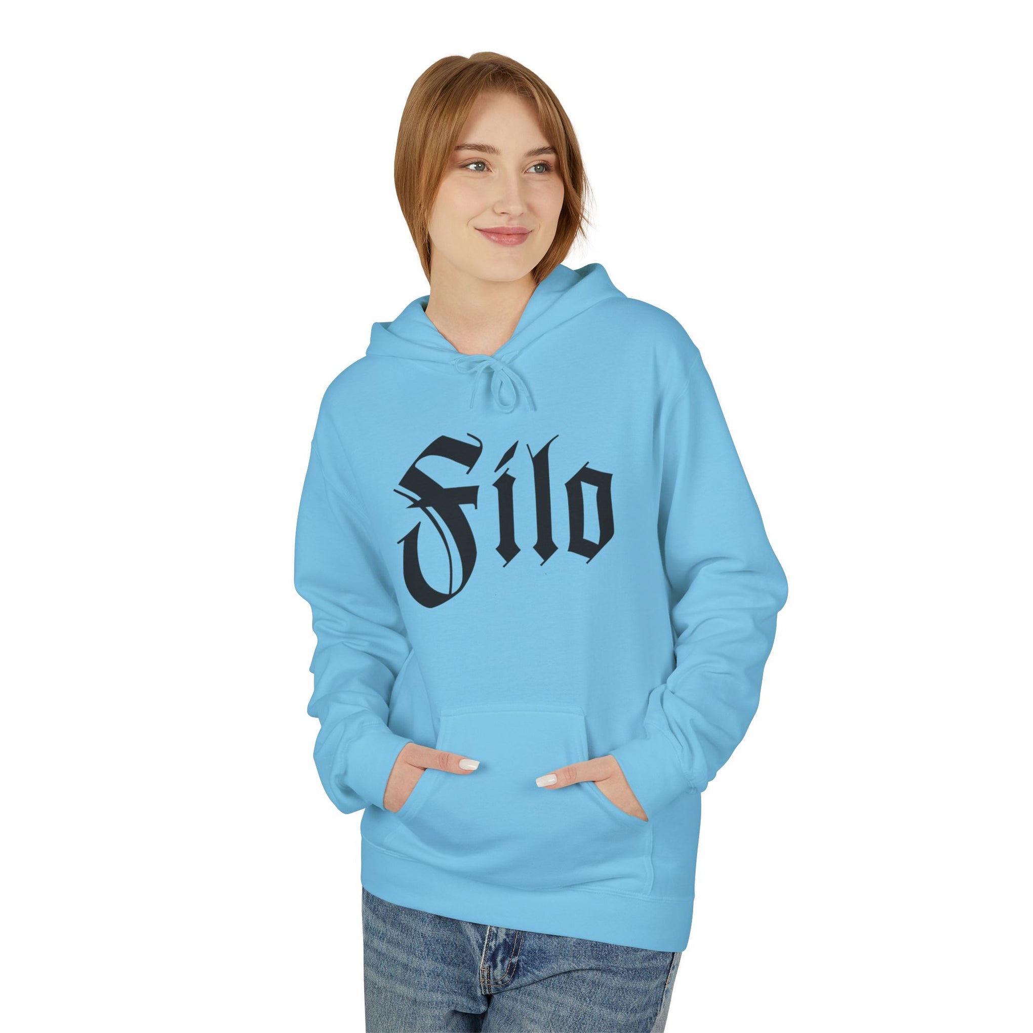 Filo Gothic Script Hoodie – Vintage Blackletter Logo Pullover