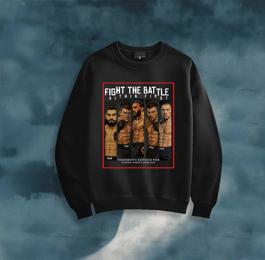 Fight the Battle Boxing Crewneck Sweatshirt – Graphic Fighter Poster Design