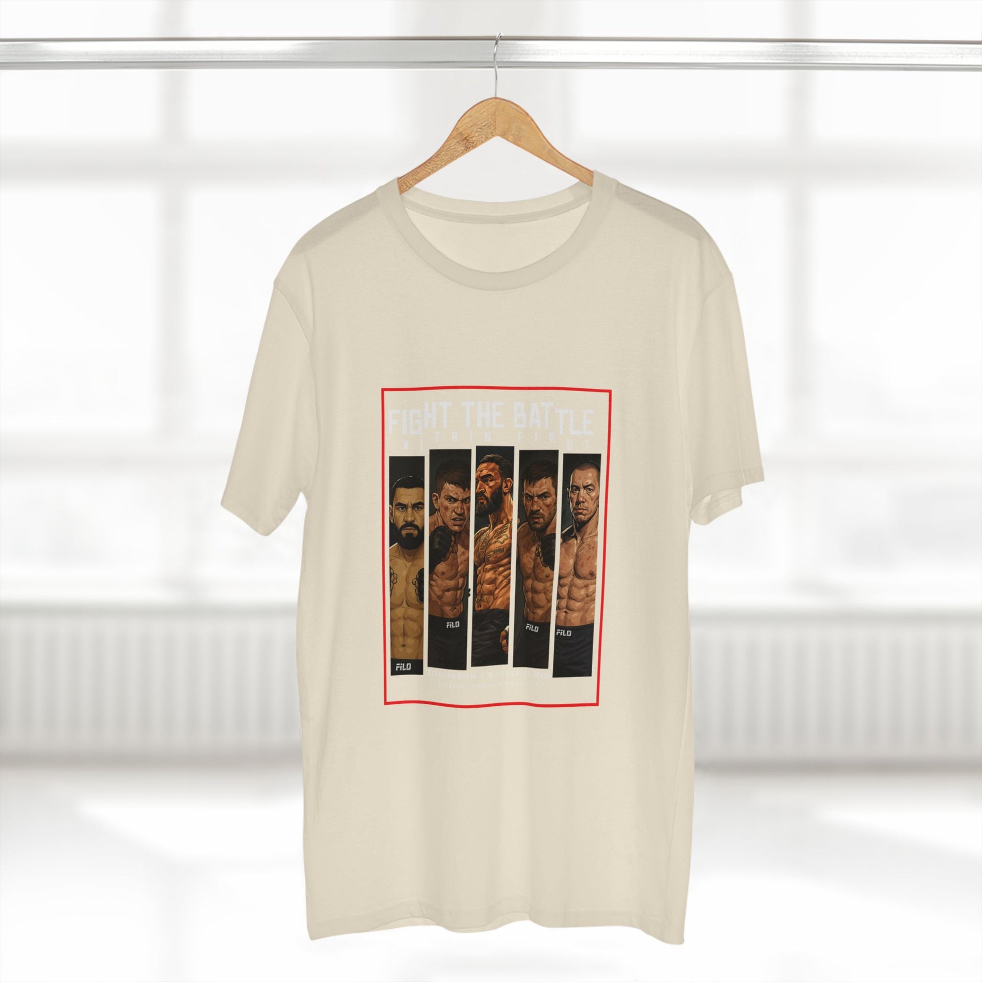 Fight the Battle Men’s Tee — ‘Fight The Battle’ MMA Fighter Poster T‑Shirt