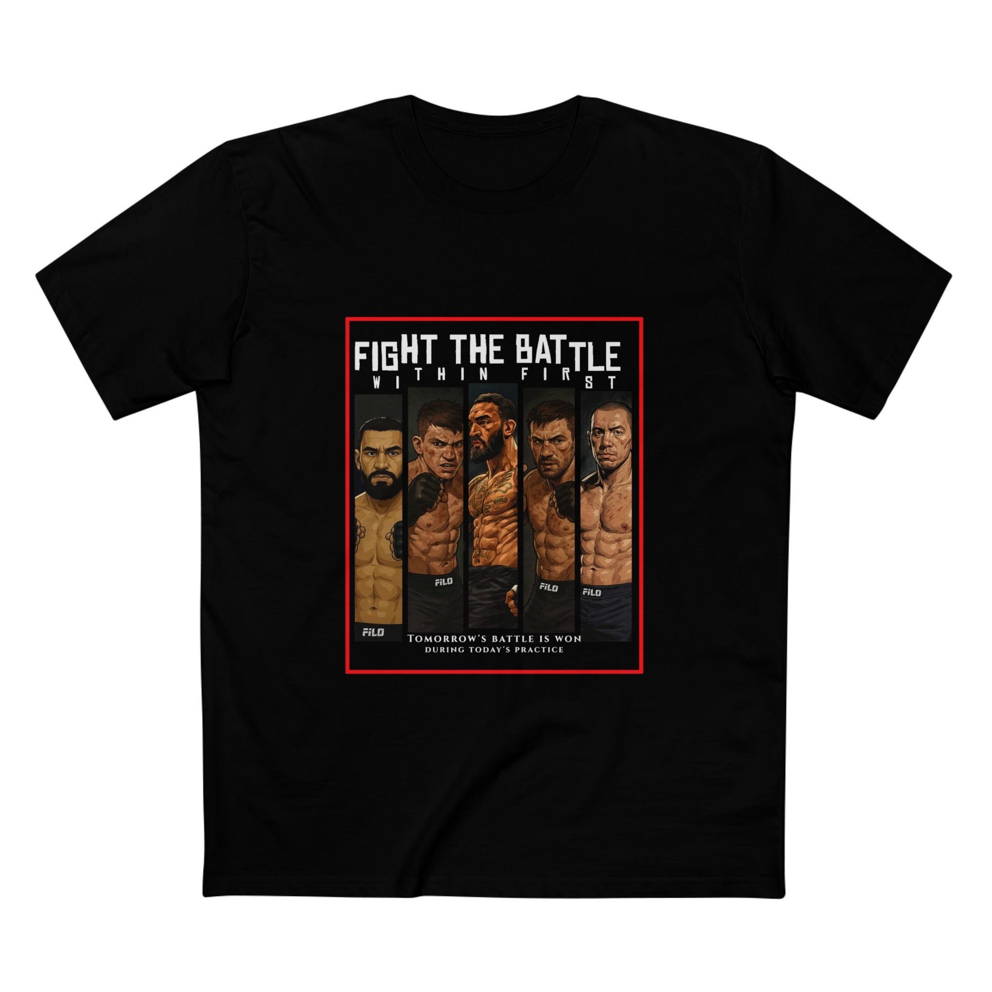 Fight the Battle Men’s Tee — ‘Fight The Battle’ MMA Fighter Poster T‑Shirt