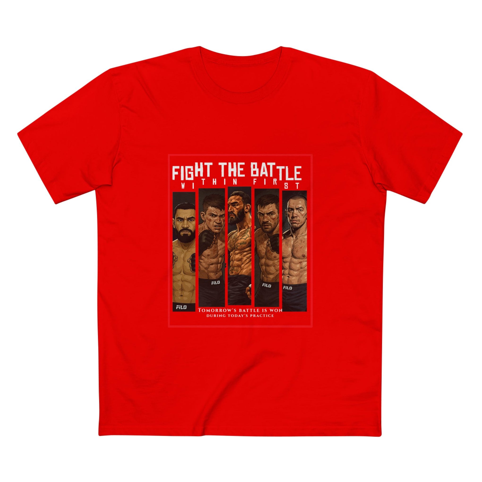 Fight the Battle Men’s Tee — ‘Fight The Battle’ MMA Fighter Poster T‑Shirt