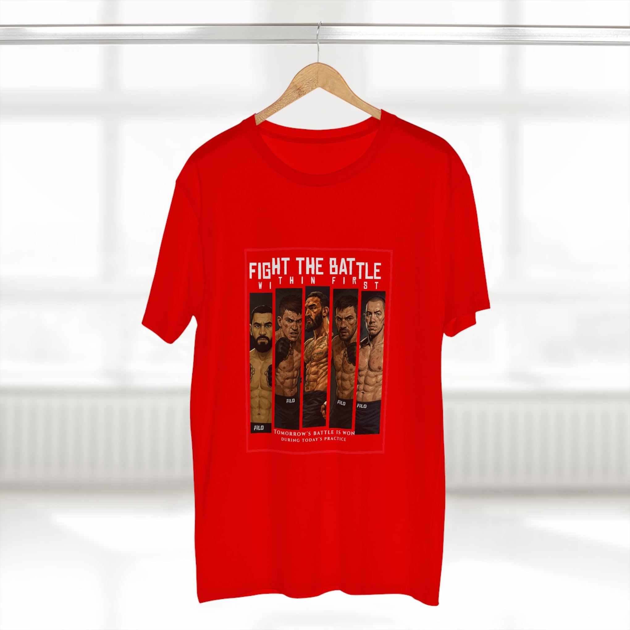 Fight the Battle Men’s Tee — ‘Fight The Battle’ MMA Fighter Poster T‑Shirt