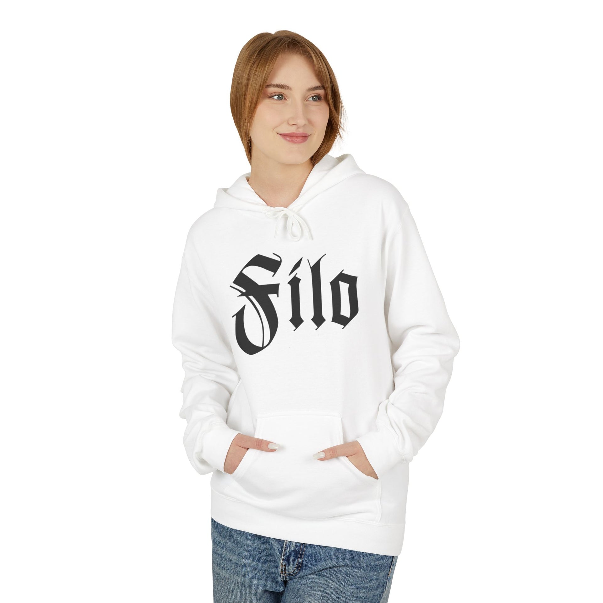 Filo Gothic Script Hoodie – Vintage Blackletter Logo Pullover